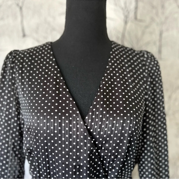 NWOT Francesca Mi Ami V-Neck Polka Dot Long Sleeve Dress Medium - Picture 7 of 11